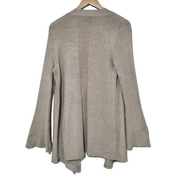 Basque Womens Stone / Oatmeal Knitted Open Long Wrap Cardigan - Size 12 - Picture 6 of 6